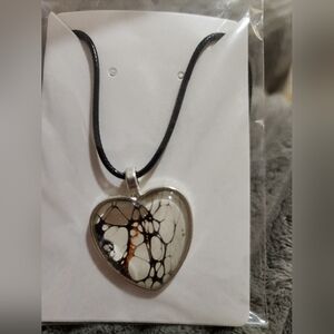 Hand painted heart necklace